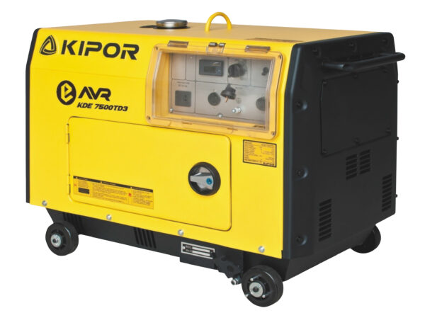 Groupe électrogène KIPOR KDE7500TD3 diesel 7600 Watts triphasé, insonorisé et E-AVR
