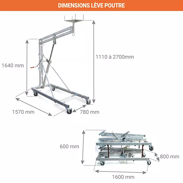 Lève-Poutre & Linteaux Hydraulique 600 kg - Levée 2,70 m | Plateau Rotatif 360° – Image 4